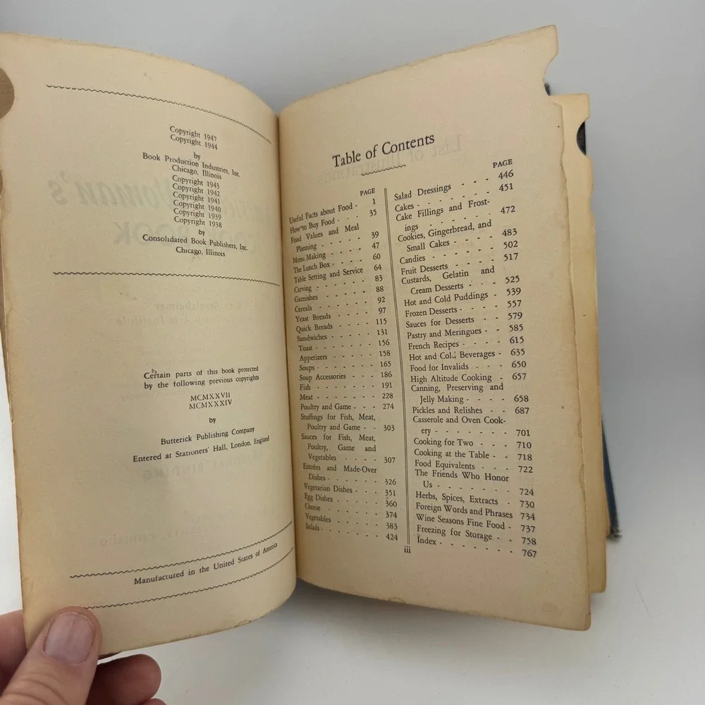Culinary Arts Institute American Woman's Cook Book 1949 Blue Fair Vintage Tabbed